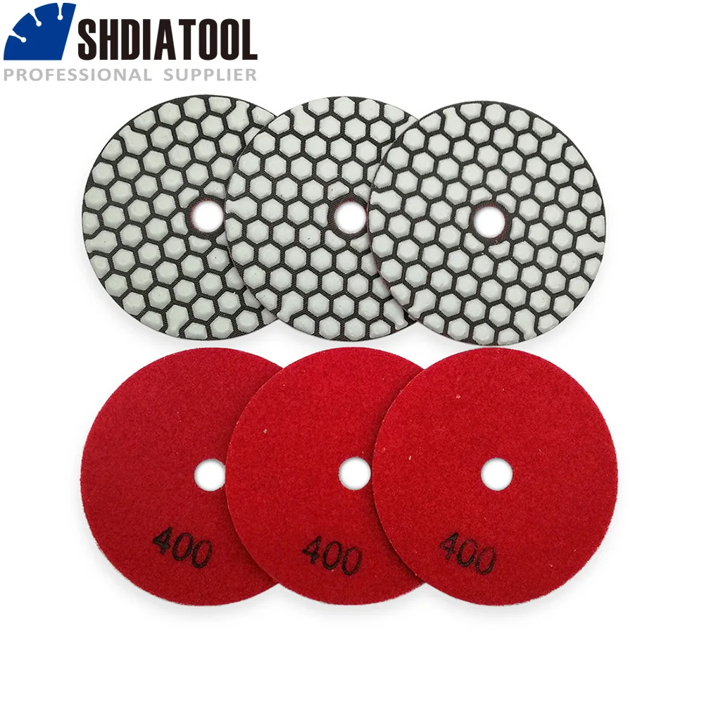 Diatool 6 шт. 4 &quot/100 мм #400 diamond сухой Полировальная Подложка для Гранит и Мрамор