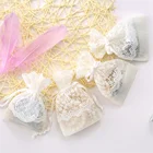 Белый шнурок из сетчатой ткани, мешки из Свадебная вечеринка печенье конфеты Шоколадные украшения подарочная упаковка мешки 10x14cm