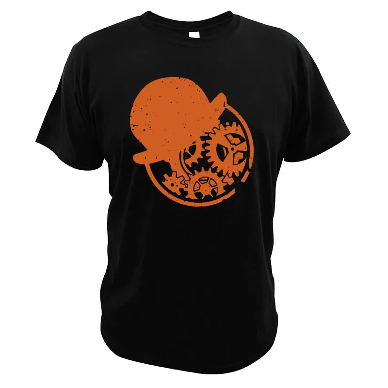 Оранжевая футболка с заводным механизмом винтажный кинотеатр идея для подарка