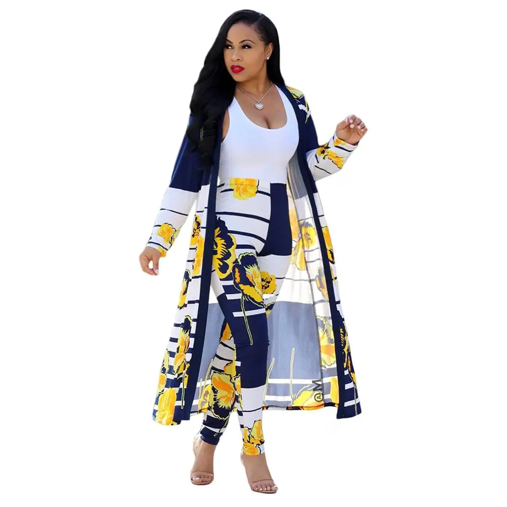 Комплект из двух предметов для женщин 2020 длинный кардиган топы и брюки костюмы