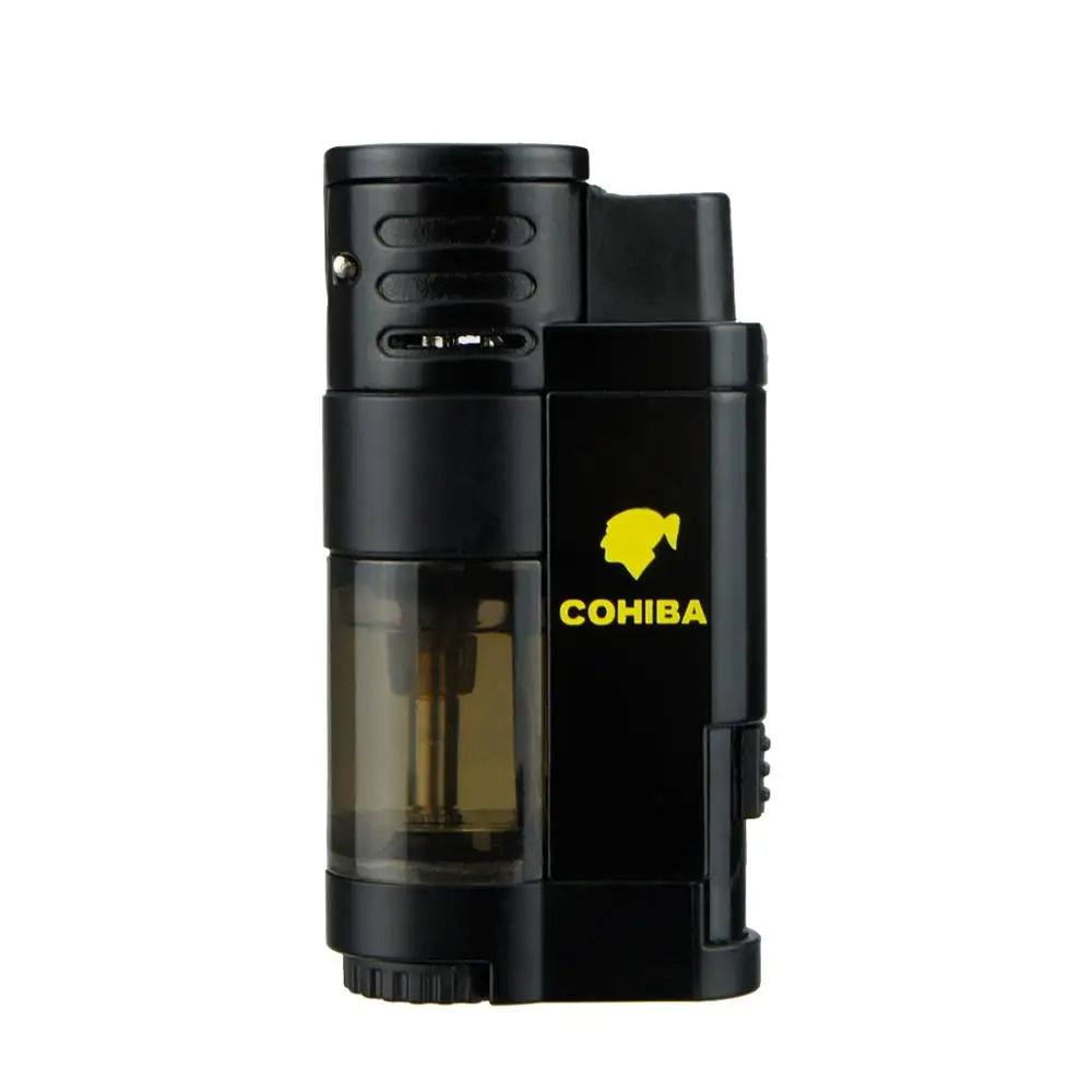 Фонарь зажигалка для сигар тройная струя пламени ветрозащитный бутан