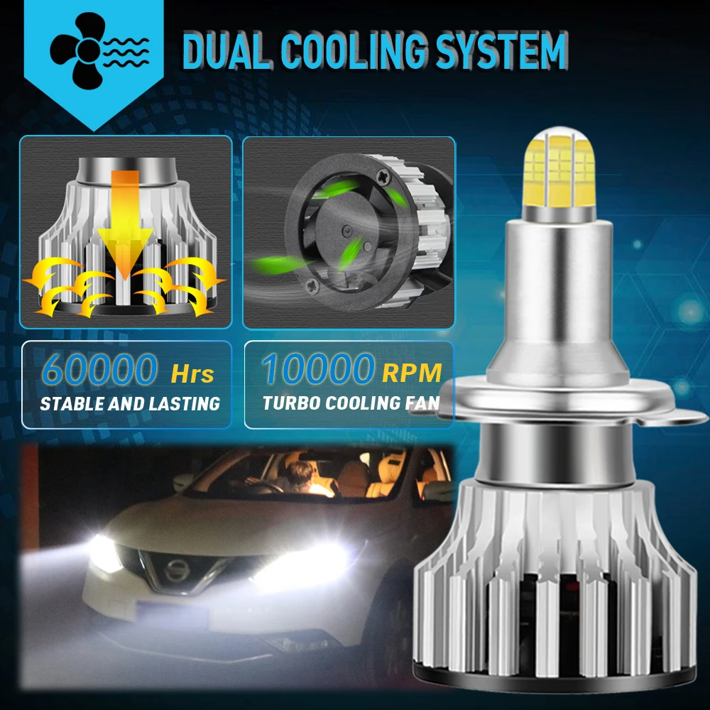Светодиодные лампы для фар Canbus H7 H1 H4 H11 HB3 9005 HB4 9006 6000 лм|Передние LED-фары авто| |