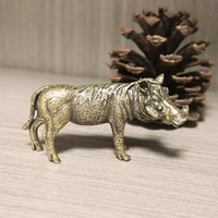 heavy brass wild boar statue for home decors retro figurines creative handmade animal sculpture art bookcase display ornament