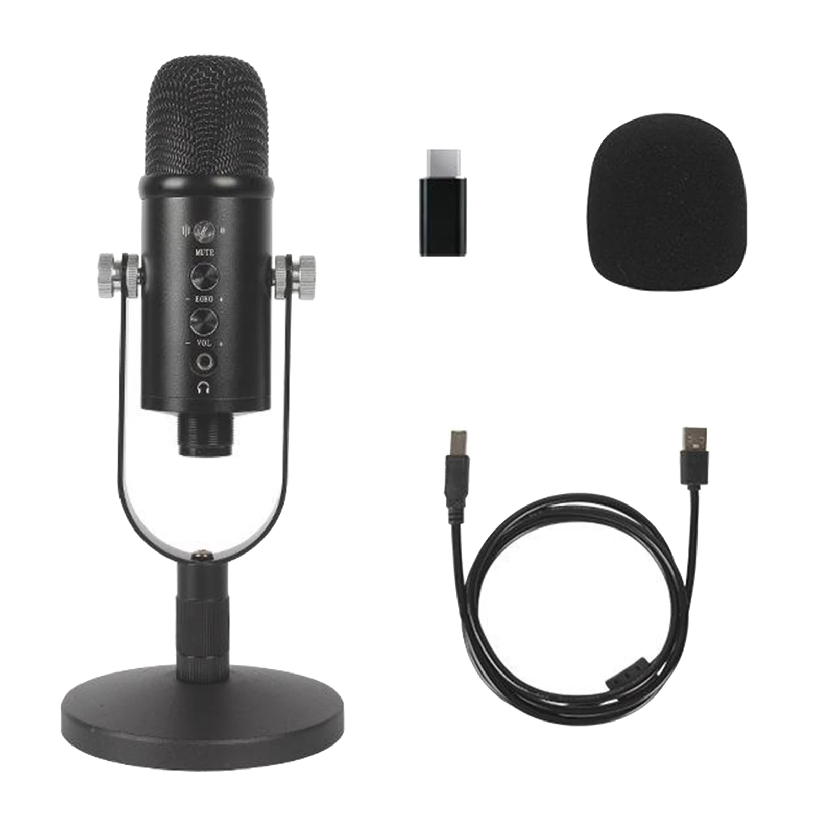 

PC Microphone USB Computer Condenser Gaming Mic Plug And Play with Stand Black