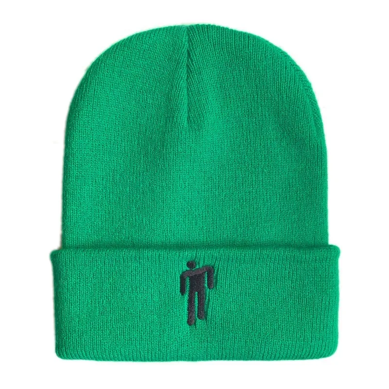 Зеленый Зимняя однотонная вязаная шапка Billie Eilish Beanie, Повседневная Хип-хоп шляпы для мальчиков и девочек, шапка 19 цветная ткань, аксессуары, теплые шапки - Цвет: Зеленый