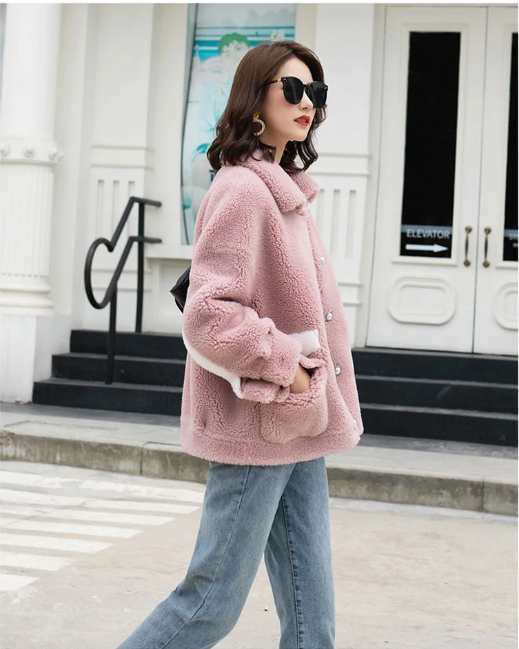 Новый 100% пальто из натурального овечьего меха женские натуральный Меховая