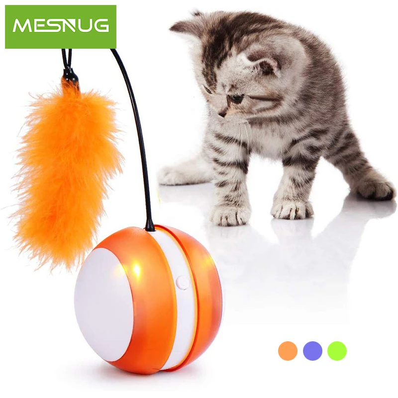 MESNUG Электрический катящийся Кот игрушечный мяч с пером автоматическое изменение