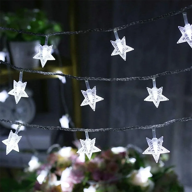 

12M100LED New Year Fairy Garland Led Star String Lights for Christmas Tree Natal Wedding Home Indoor Decorations Battery Powered