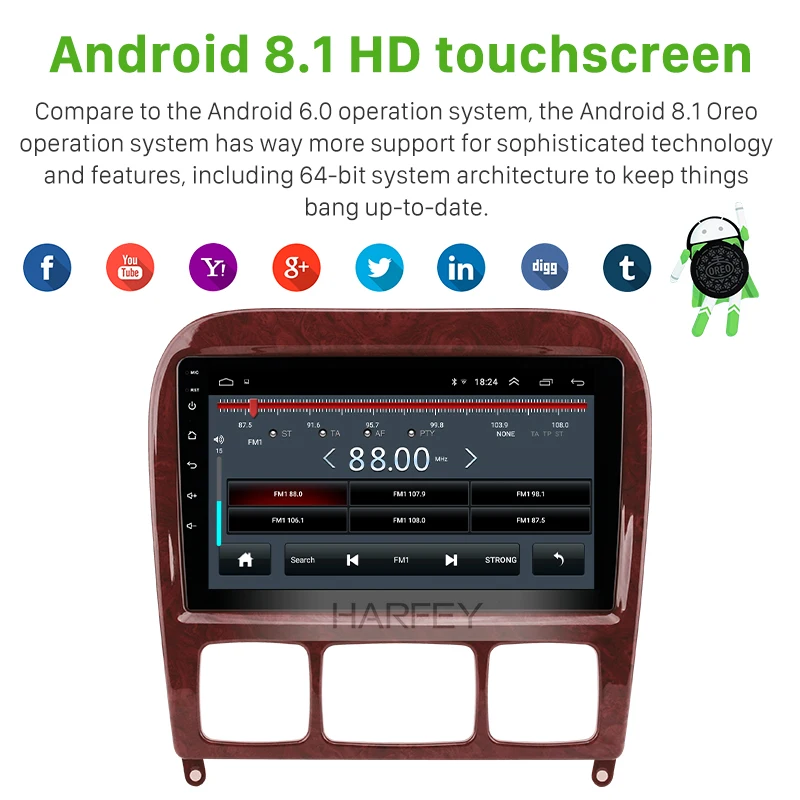 Harfey 9 дюймов OEM Android 8 1 радио gps навигационная система для Mercedes Benz S класс W220 S280 S320 S350