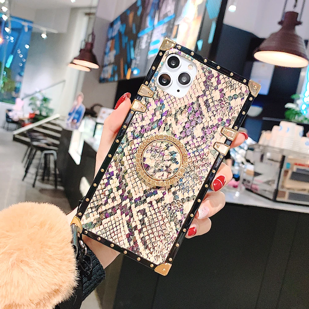 Чехол под змеиную кожу для Samsung S20 + Ultra Note10 Plus A51 A71 S10e S10 note 8 9 A30 A50 A70 A10S квадратный
