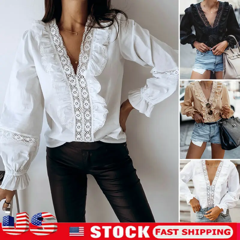 Кружевная Лоскутная хлопковая Свободная блузка женские модные новые Топы