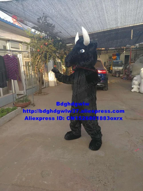 Костюм-Талисман из черного длинного меха кербау Бизон буйвола Мул корова скота