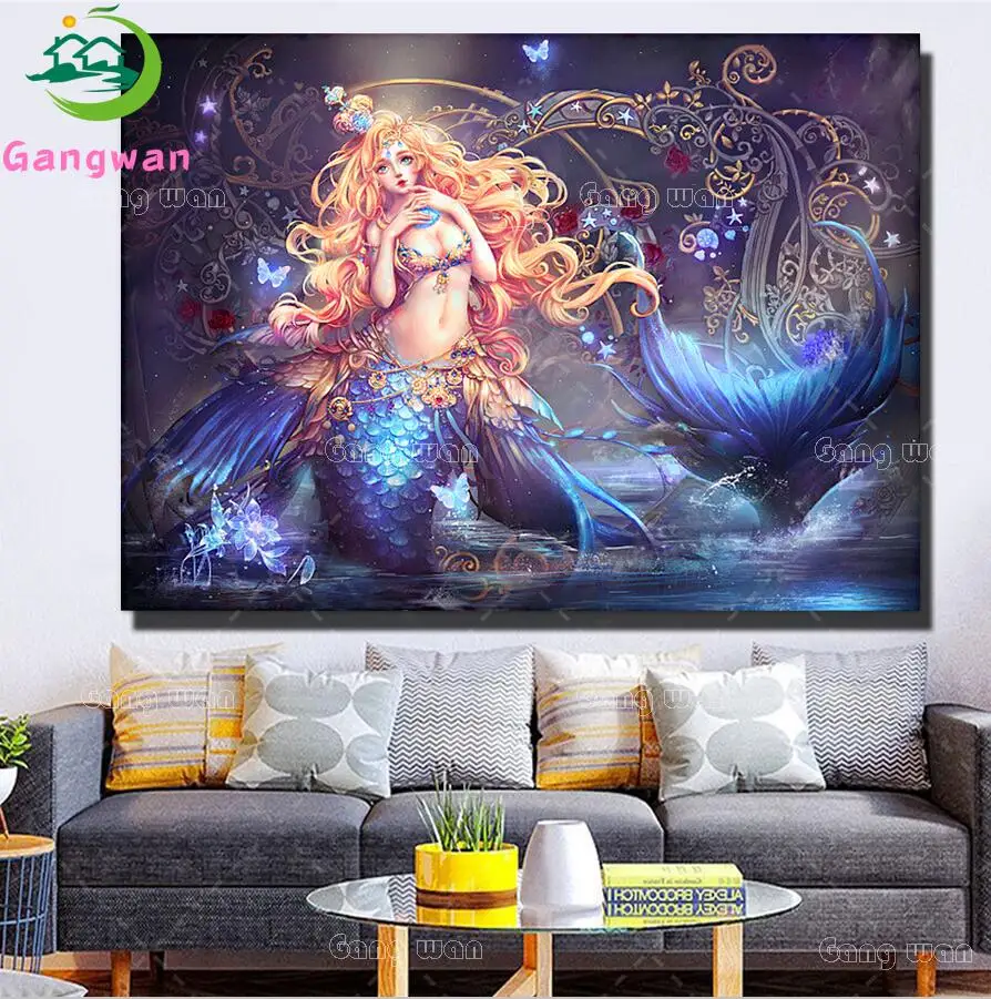 Новая Алмазная 5d картина сделай сам с красивой русалочкой большая вышивка