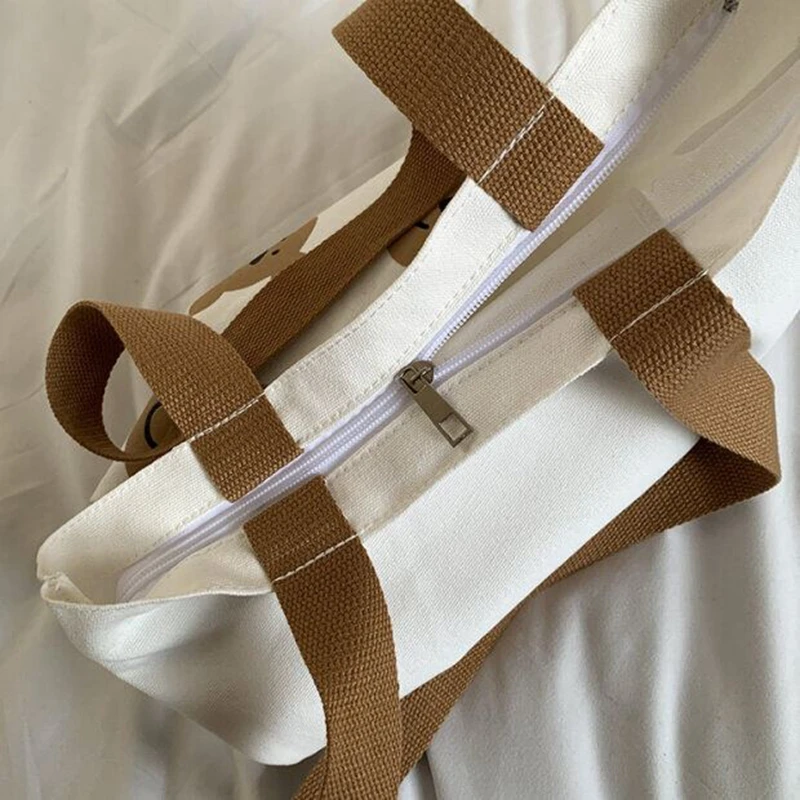 

W&G Women Canvas Shopping Bag Print Female Cotton Cloth Shoulder Bag Eco Handbag Tote Reusable Grocery Shopper Bags