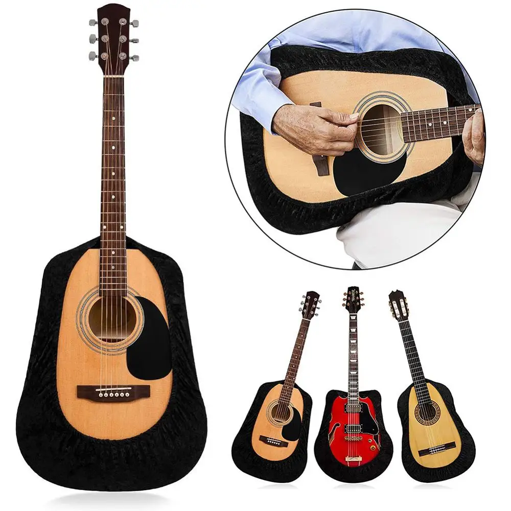 

Black Velvet Guitar Dust Cover Protector Guitar Body Protective Sleeve Universal For Acoustic Classical Cross-cut Cutaway Guitar