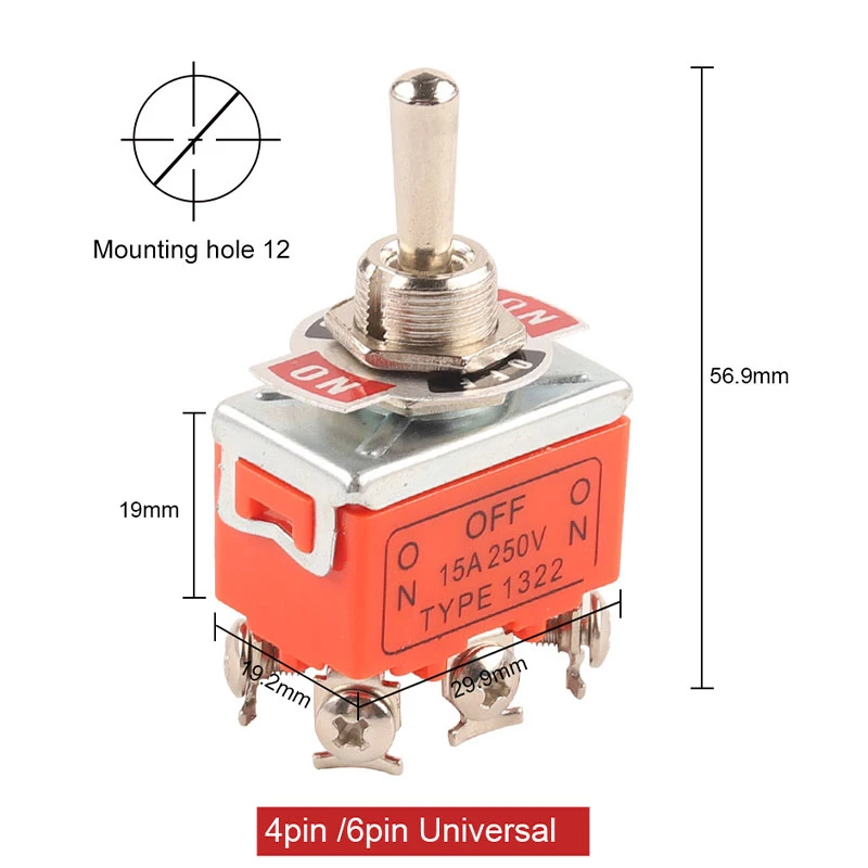 1PCS Toggle Switch 15A 250V 2/3/4/6 Pin 2/3 Positions Terminal ON-OFF ON-ON ON-OFF-ON 1121 1021 1321 1322 rocker switch - купить по