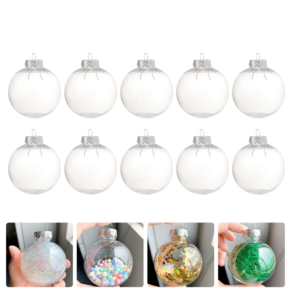 

10pcs Xmas Balls Transparent Craft Fillable Ball Plastic Home Decor Wedding Garden Tree Hanging Decor Festival Party Supplies