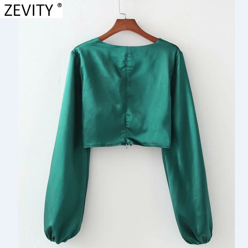 Zevity Женские Сексуальные Плиссированные однотонные короткие блузки с дырками