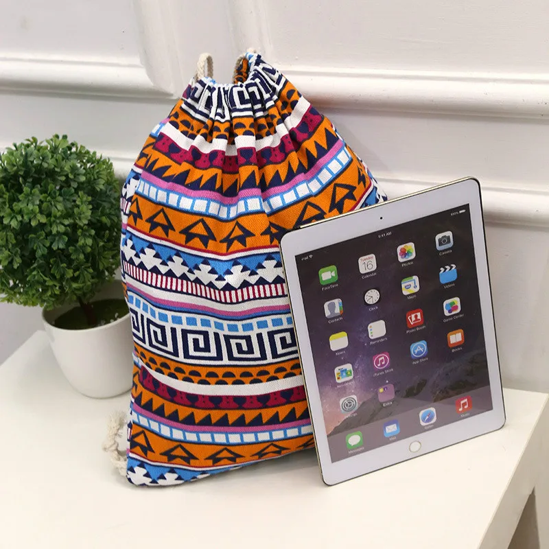 Рюкзаки на шнурке сумки плечо Холщовый Рюкзак летний с рисунком листьев для