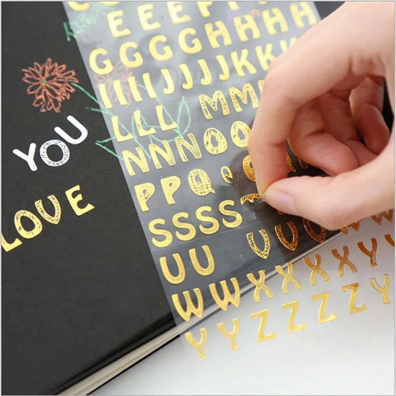1sheet/pack 6 choices English alphabet hot stamping stickers Waterproof Number Labels | Дом и сад