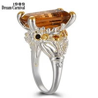 dreamcarnival1989 solitaire crown look wedding rings for women two tones colors dazzling brown zirconia factory direct wa11715