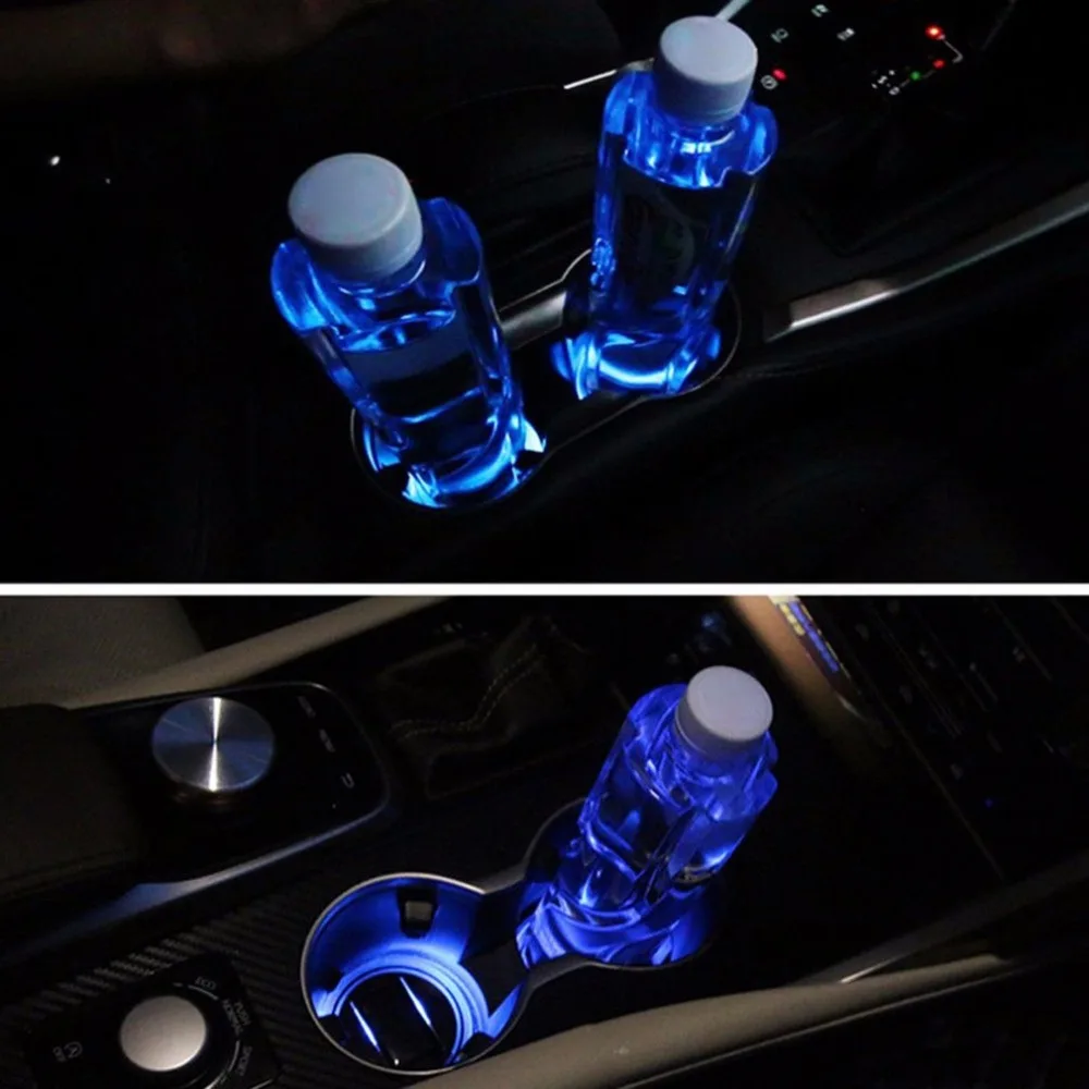 

Universal Solar LED Car Cup Holder Mat Anti Slip Waterproof Pad Bottle Drinks Coaster Atmosphere Lamp for Car SUV Truck