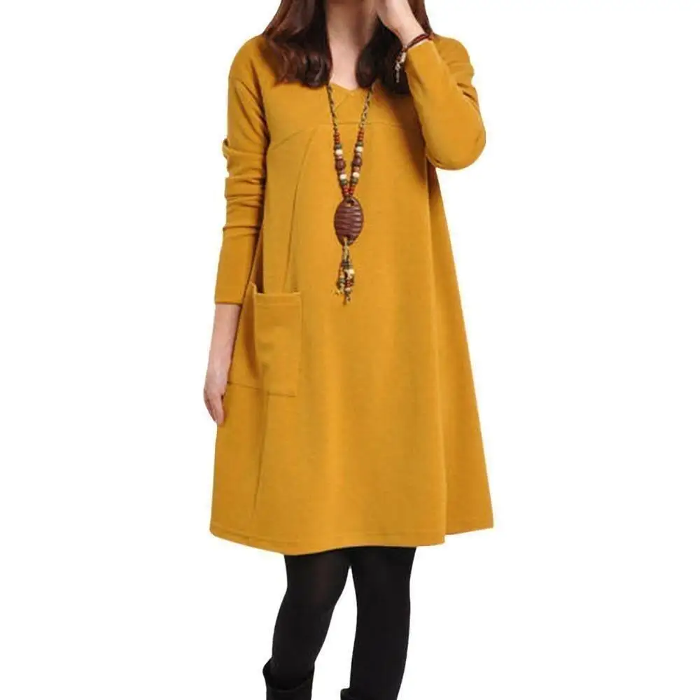 VESSOS Новое повседневное хлопковое и льняное платье с v образным вырезом для женщин