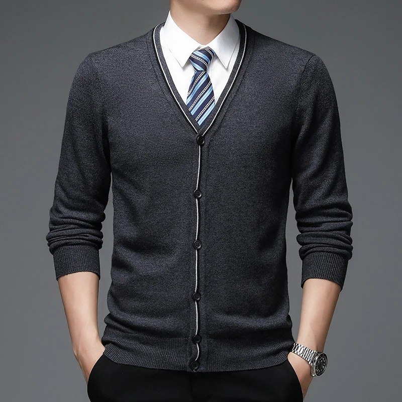 Мужской вязаный клетчатый кардиган Осень-зима 2022 новый деловой мужской