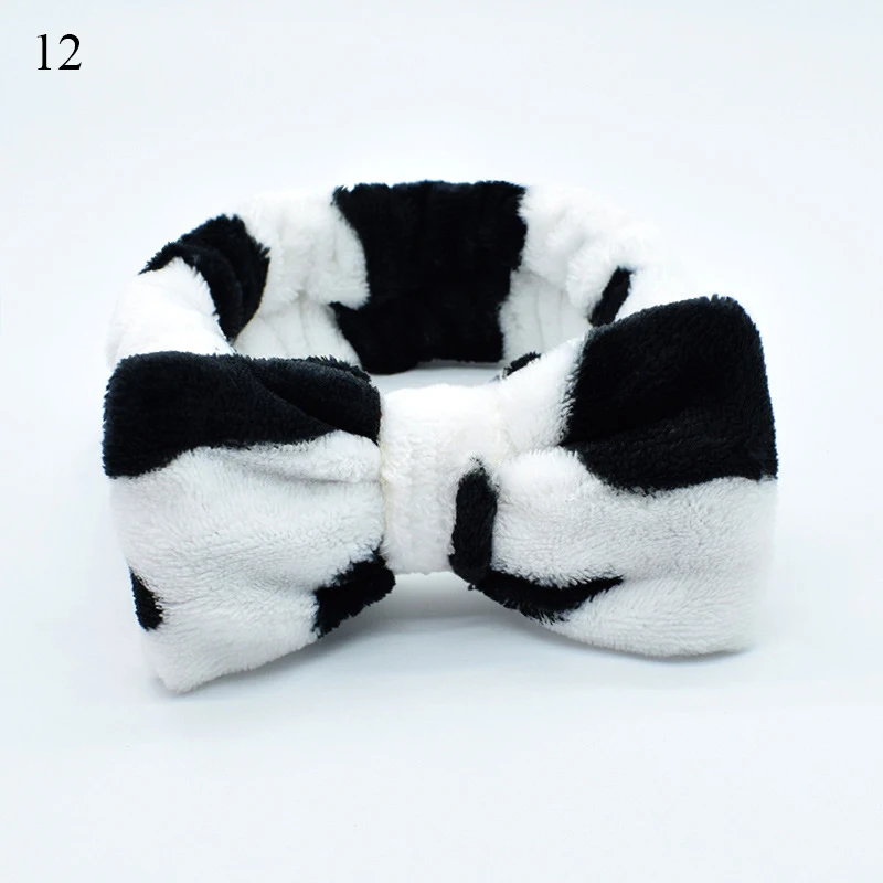 

Big Rabbit Ear Coral Fleece Soft Elastic HairStripe Strawberry Leopard Print Coral Fleece Bow Headband Bath Wash Face Hairband