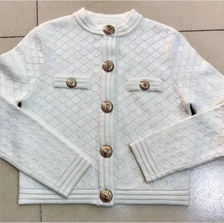 

2019 new Autumn and winter new Slim metal button cardigan jacket + women sexy A-line knitted skirt suit