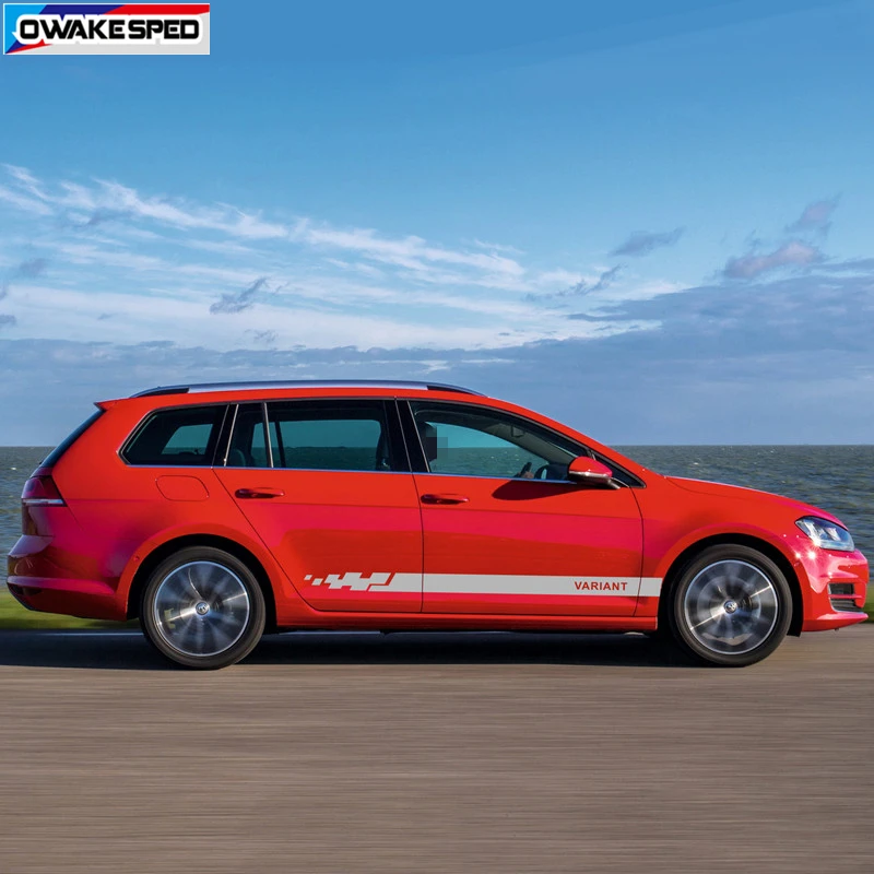 2 шт. спортивная полоса Автомобильная дверь боковая юбка наклейка для Volkswagen B8