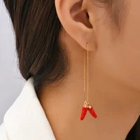 creative design little pepper pendant long ear line earrings ethnic style simple and personalized earrings for women