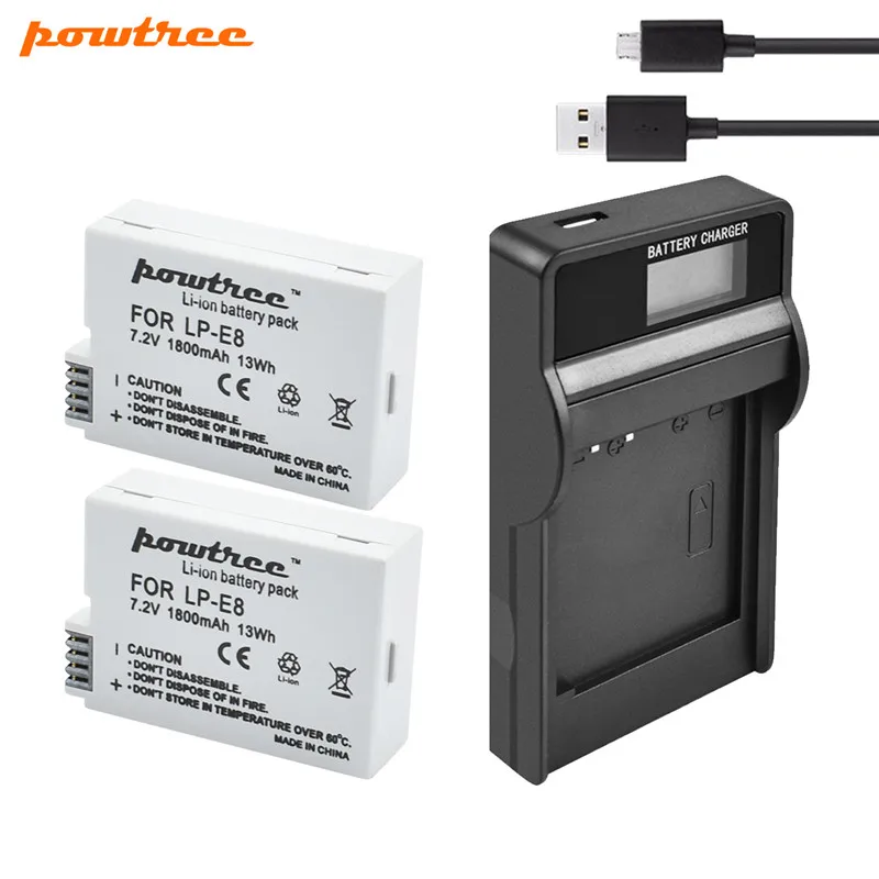 Зарядное устройство Powtree для Canon EOS 550D 600D 650D 700D X4 X5 X6i X7i T2i T3i 1800 мАч Аккумулятор AKKU +