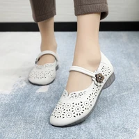 2021 summer new soft comfortable genuine leather flat shoes round toe flats female women footwear comfort ladies sandals shoes