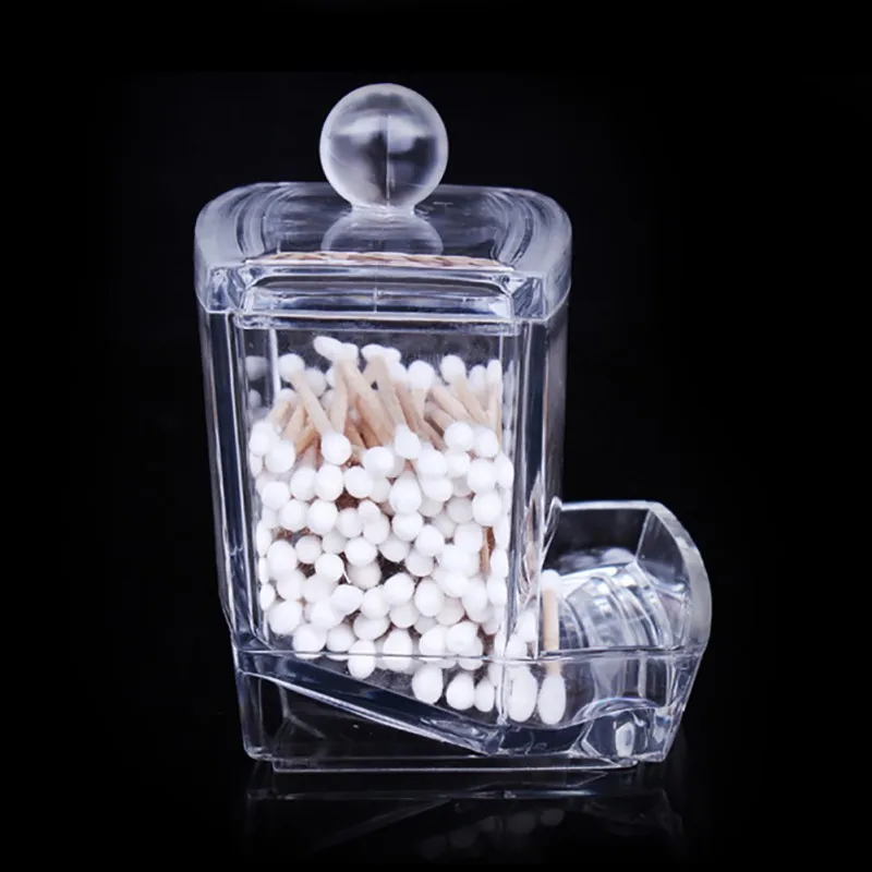 Portable Clear Acrylic Storage Holder Box Transparent Cotton Swabs Stick Cosmetic Makeup Organizer Case Home | Товары для хранения