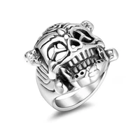 megin d ethnic vintage punk personality lion head titanium steel rings for men women couple friend fashion design gift jewelry