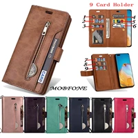 for samsung galaxy note 20 ultra s20 s21 s22 vintage zipper leather case wallet card holder folio cover for galaxy s22 ultra bag