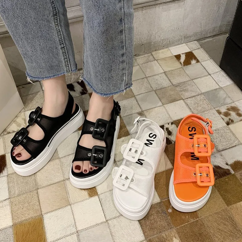 

2021 Sandals Clogs Wedge Comfort Shoes for Women Soft High Heels Muffins shoe Suit Female Beige New Platform High-heeled Flat Gi