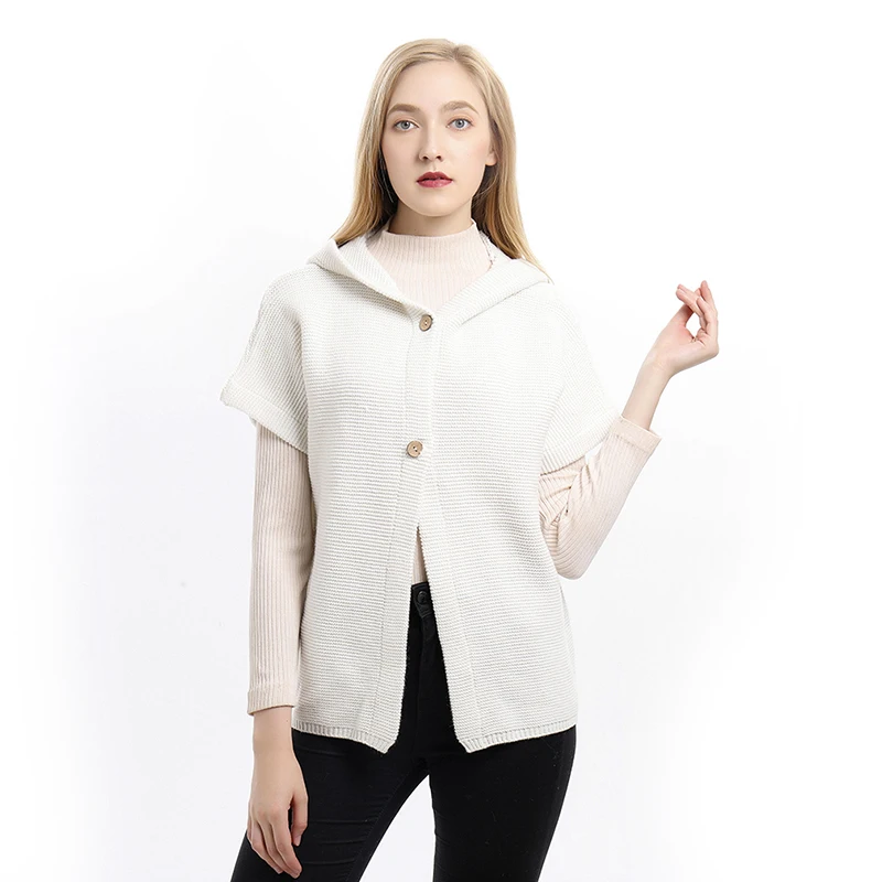 

Fashion 2020 Elegant Hooded Single-breasted Buttons Cardigan Women Autumn Knitted Harajuku Sweater Ladies Jumpers