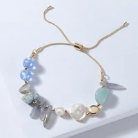 luna chiao 2021 summer new trendy pull tie chain bracelet baroque pearl shell natural stone bracelets for women