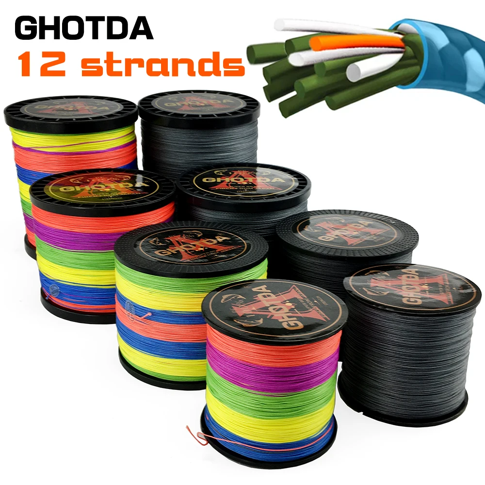 

GHOTDA X12 X9 X8 Fishing Line 1000M 500M 300M 100M 12/9/8 Strands Braid PE Multifilament Fishing Line