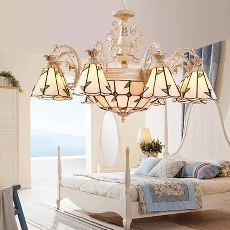 Золотая Витражная лампа Tiffany осветительная Светодиодная E27 110 В 220 для