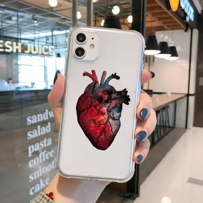 

Creative human heart Phone Case Transparent for iPhone 11 12 mini pro XS MAX 8 7 6 6S Plus X 5S SE 2020 XR