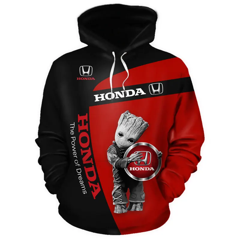 

2021 HONDA- Spring New Men's Hooded Sweatshirt 3D Printed Fashion Loog Sleeves Streetwear Unisex Hip Hop Men's Clothing Sportswe