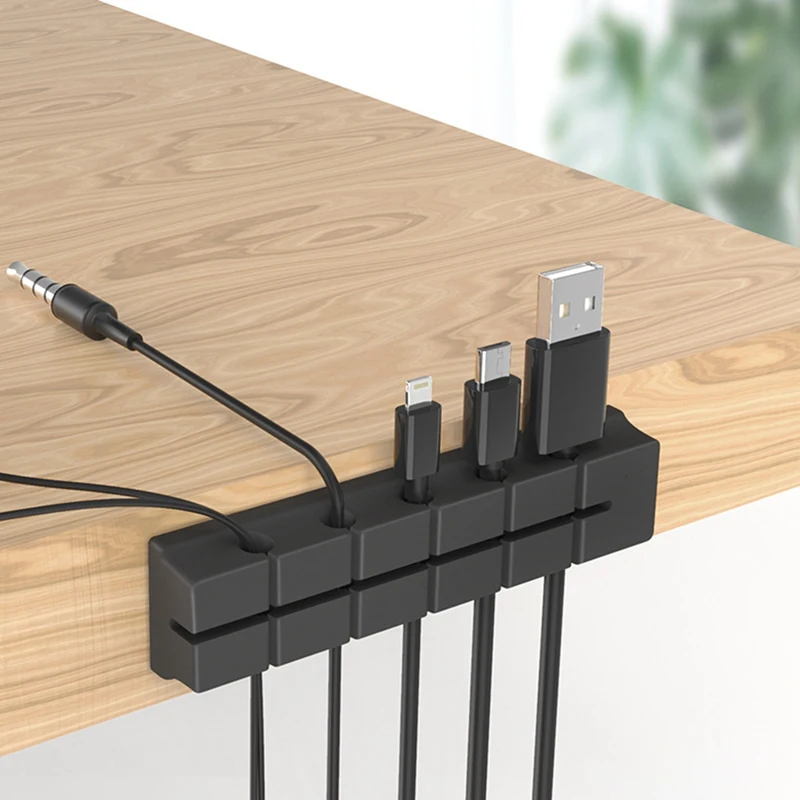 Double Row Cable Organizer Silicone USB Winder Desktop Tidy Management Holder for Headphone Wire | Электроника