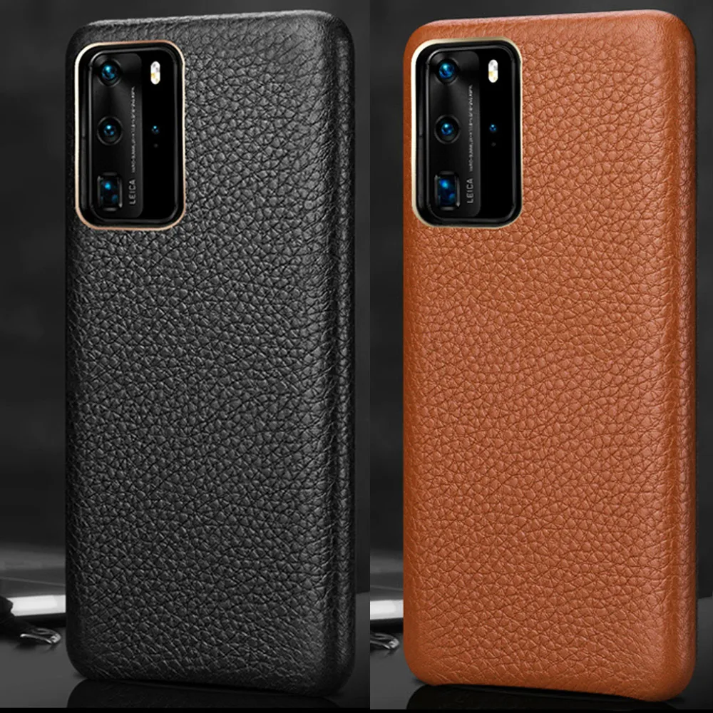 Luxury Genuine Real Cow Leather Back Shell Case For Huawei P40 Pro Pro+ Plus Deluxe Frosted Protector Cover | Мобильные телефоны и