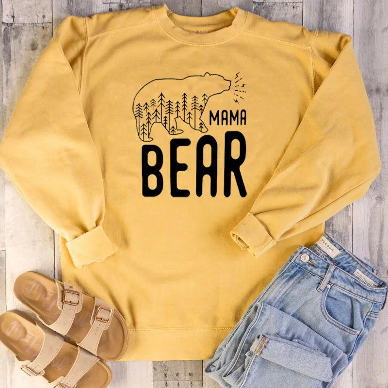 Mama Bear/Женская толстовка с принтом уличная одежда для девочек Модный Стильный