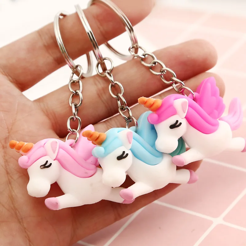 5 шт. миленький мультяшный брелок единорог, Пегас сова любовь кактус кольцо для ключей брелок Женская сумка Шарм брелок Подвеска подарки