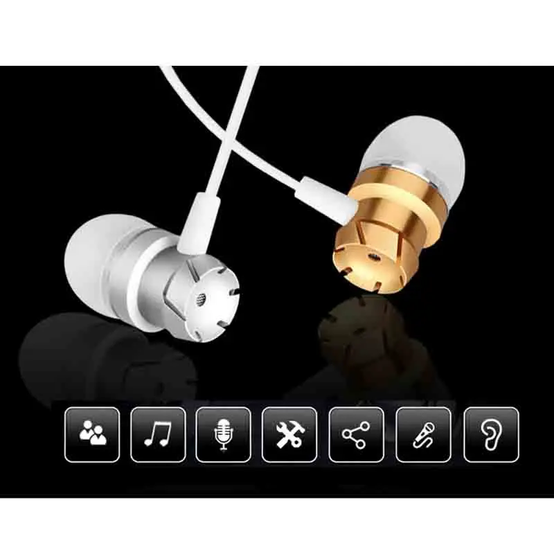 

New Practical Wire Metal Turbine Headset Sports Stereo In-ear Earphone Potable High Quality Volume Control Universal