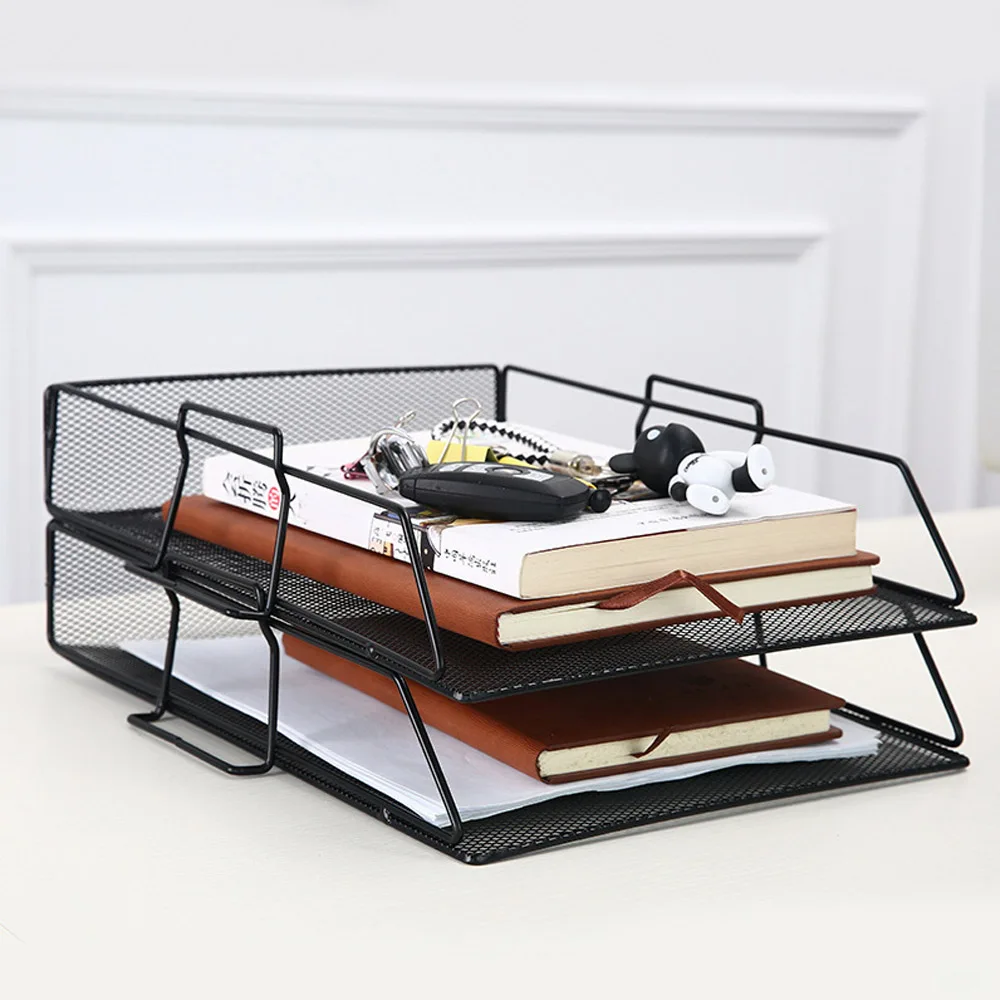 Штабелируемый лоток для бумаги металлический сетчатый Настольный органайзер